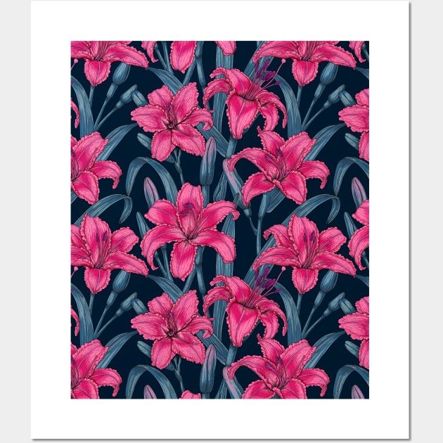 Pink lily flowers Wall Art by katerinamk